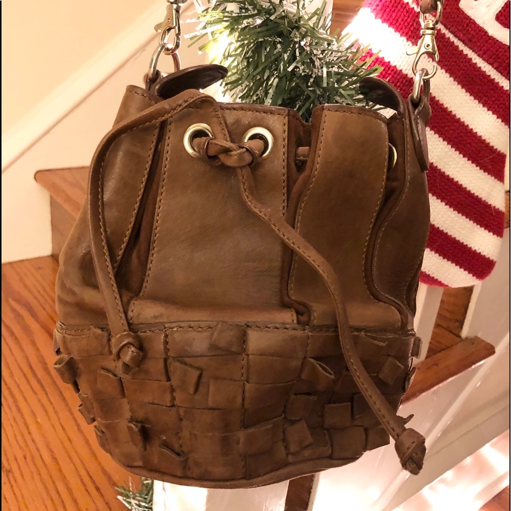 Anthropologie leather bucket bag.